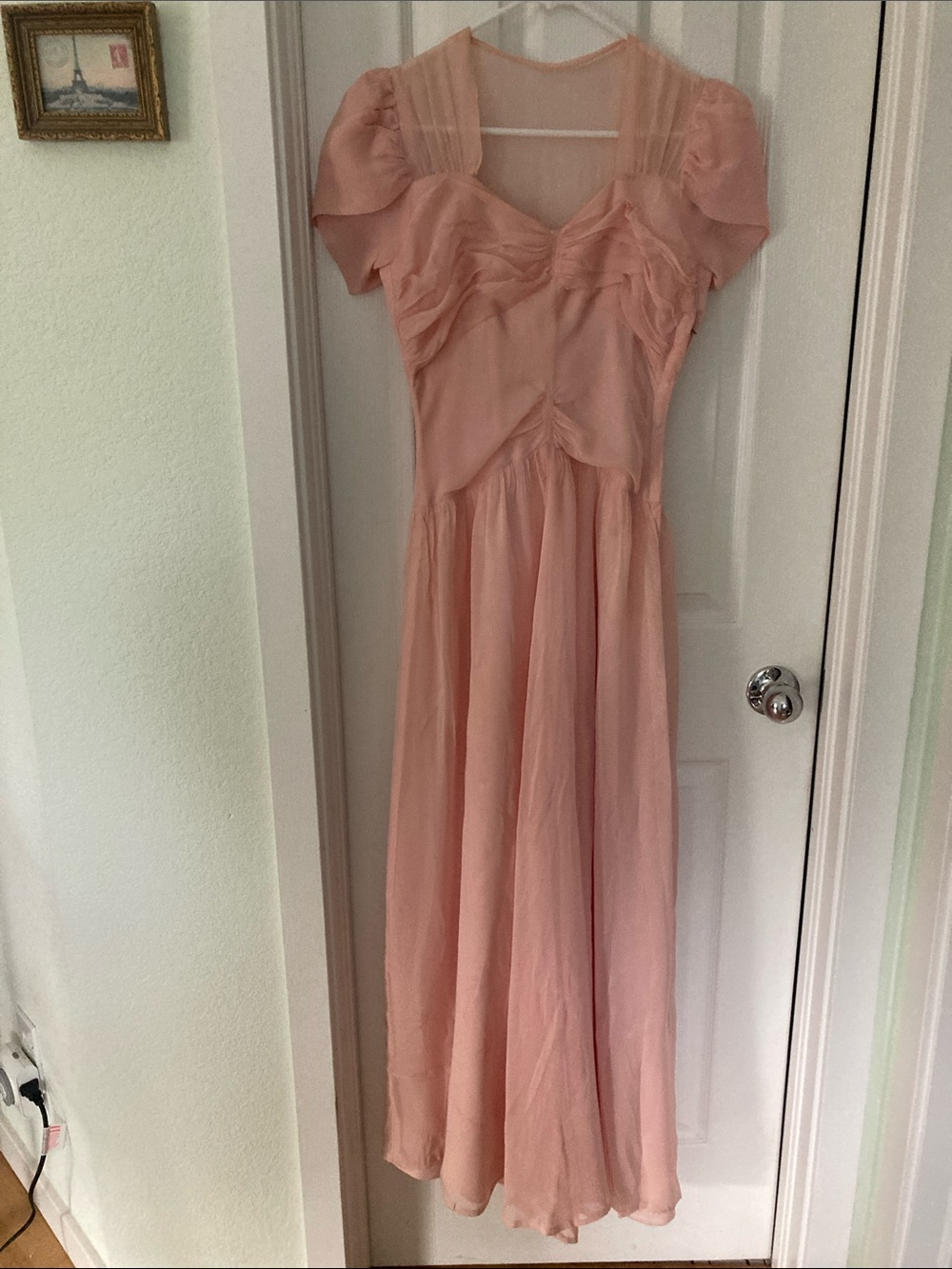 Romantic Blush Pink Chiffon Maxi Dress  vintage